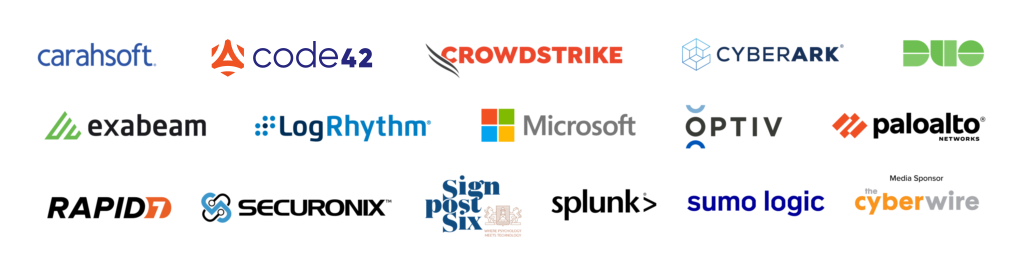 A logo cloud of all the Insider Risk Summit sponsors.